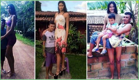 Pretty 26-Year-Old 'Brazil Tallest Woman' Weds Man Who is a Foot Shorter, Carries Hubby and Son in Cute Photo
